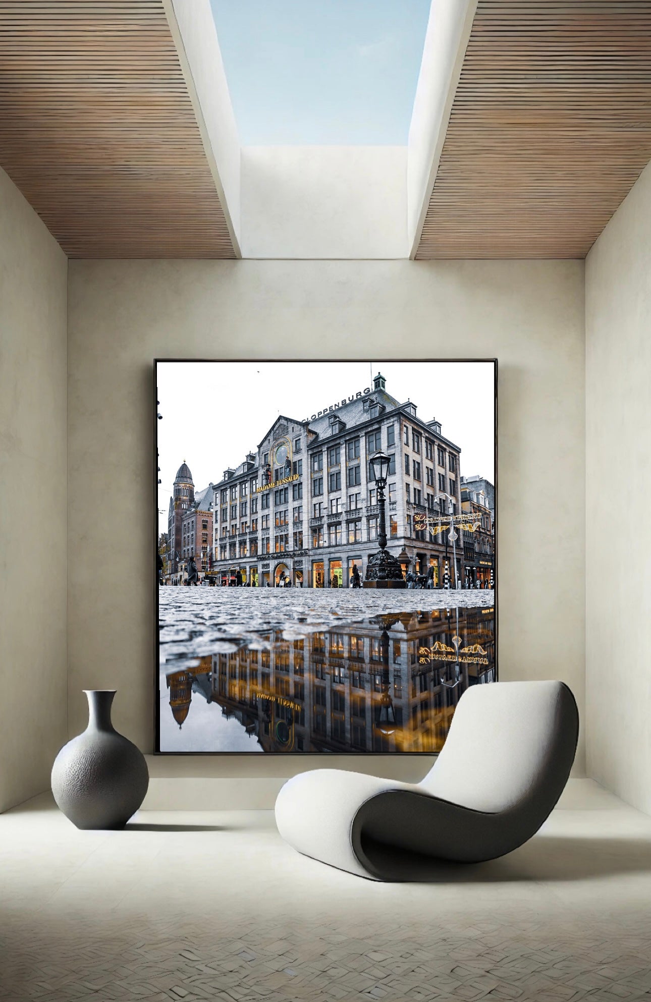 Amsterdam de Dam puddle reflection