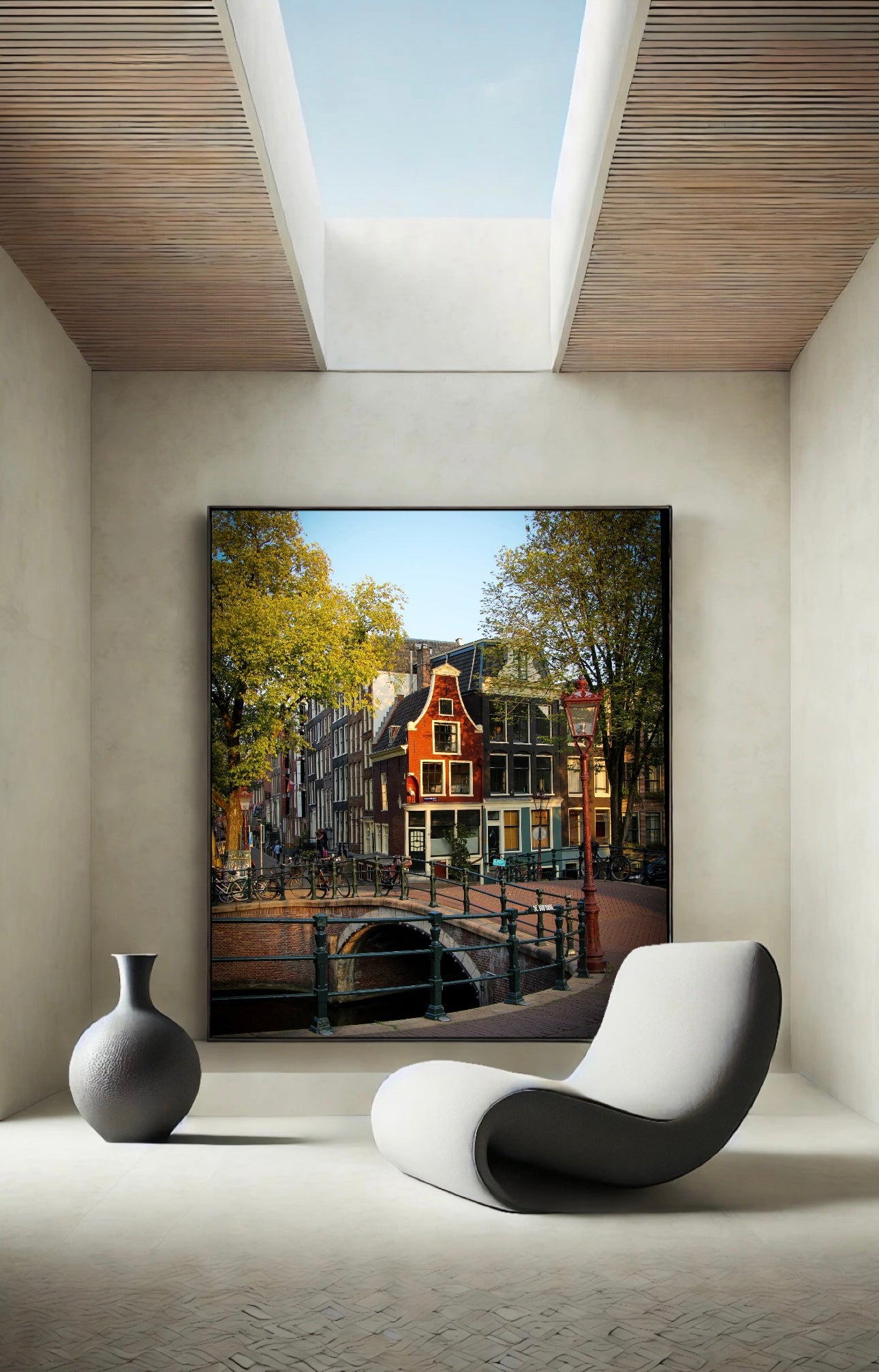 Amsterdam canal morning sunlight