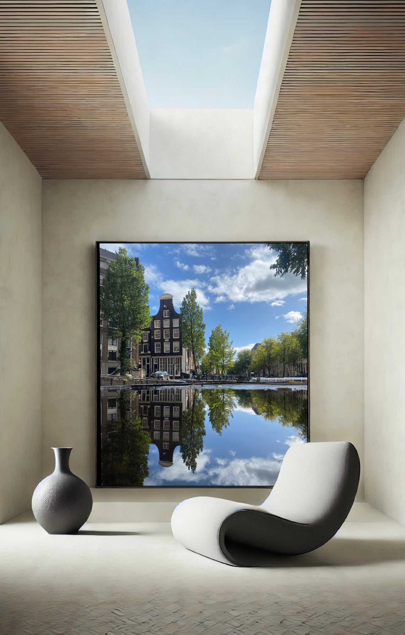 Amsterdam canal puddle reflection